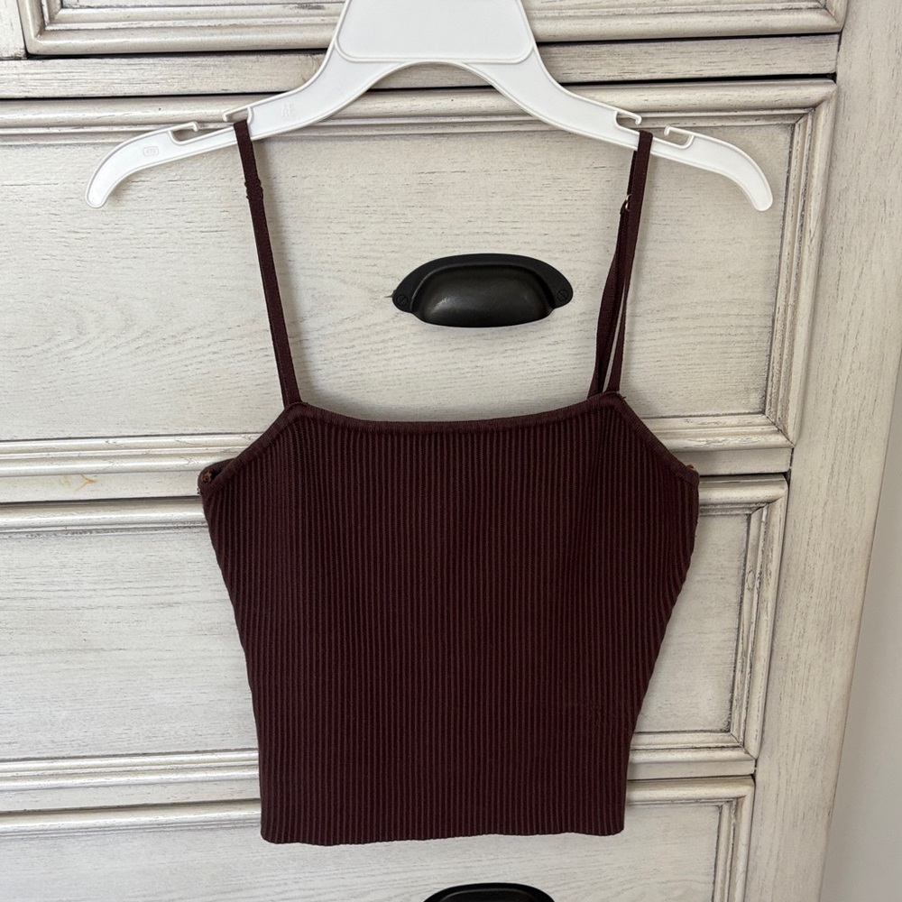 House of Harlow 1960 Dark Brown Ribbed Camisole
